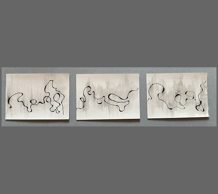 <em>Nosara Beach Walk Series, Three</em>, Ink and Watercolor, 4" x 6"