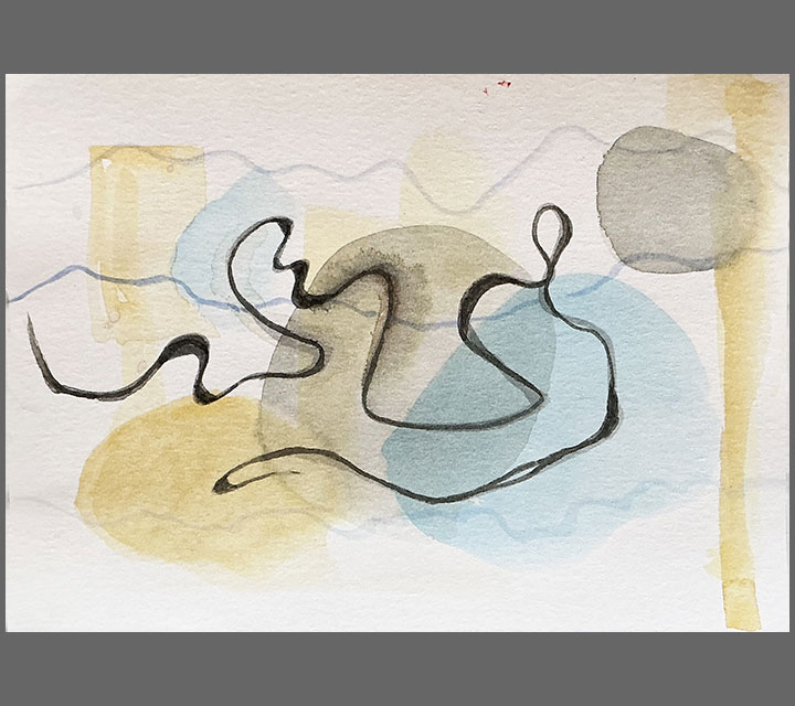 <em>Nosara Beach Walk Series, Four</em>, Ink and Watercolor, 4" x 6"