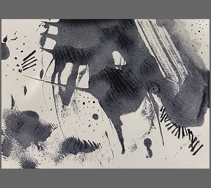 <em>Nosara Beach Walk Series, Print 2</em>, Acrylic and Ink, 4" x 6"