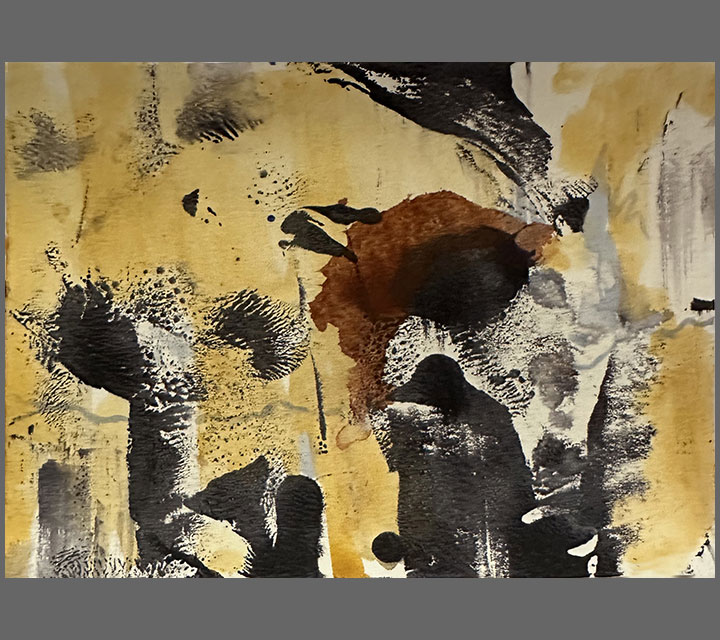 <em>Nosara Beach Walk Series, Print 3</em>, Acrylic and Ink, 4" x 6"